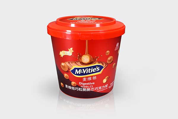 Выпущенный McVitie контейнер для переработки печенья: пластиковое ведро 5,2л