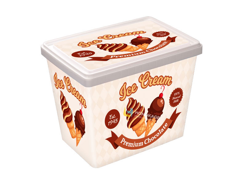 2Л прямоугольный пластиковый IML контейнер для мороженого, как высокий рост