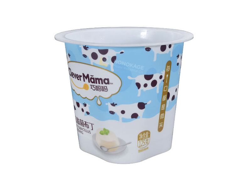 125 г пластиковая чашка для йогурта IML как нижняя квадратная и верхняя круглая