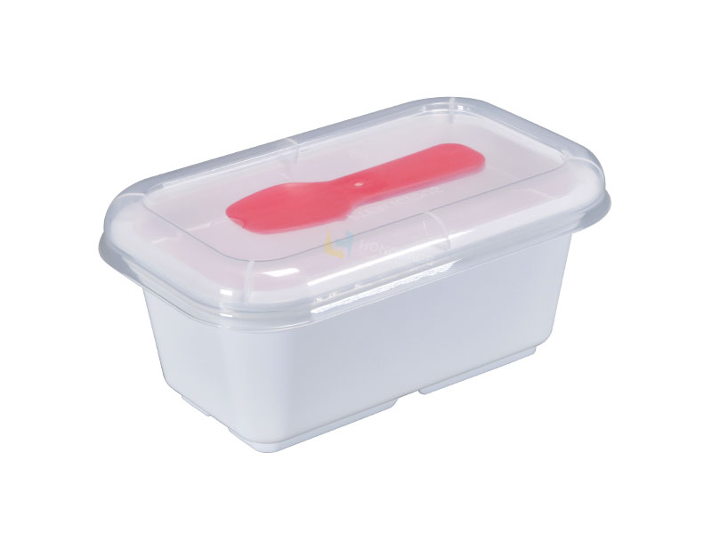 8 унций прямоугольный IML пластиковый контейнер для йогурта с крышкой и ложкой